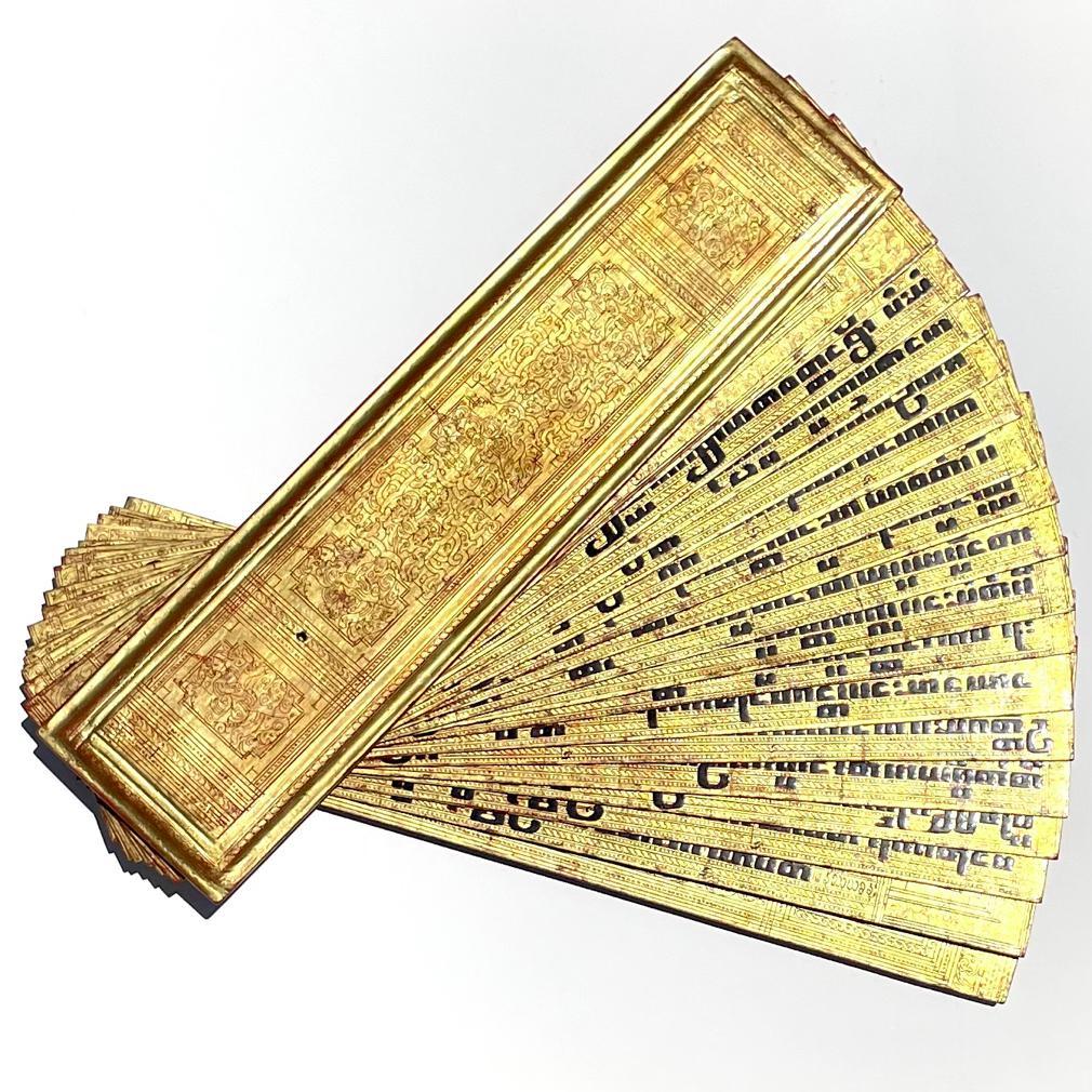 Antike burmesische vergoldete, lackierte Kammavaca- Manuscript im Angebot 1