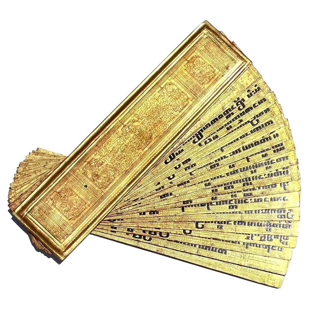 Antike burmesische vergoldete, lackierte Kammavaca- Manuscript im Angebot