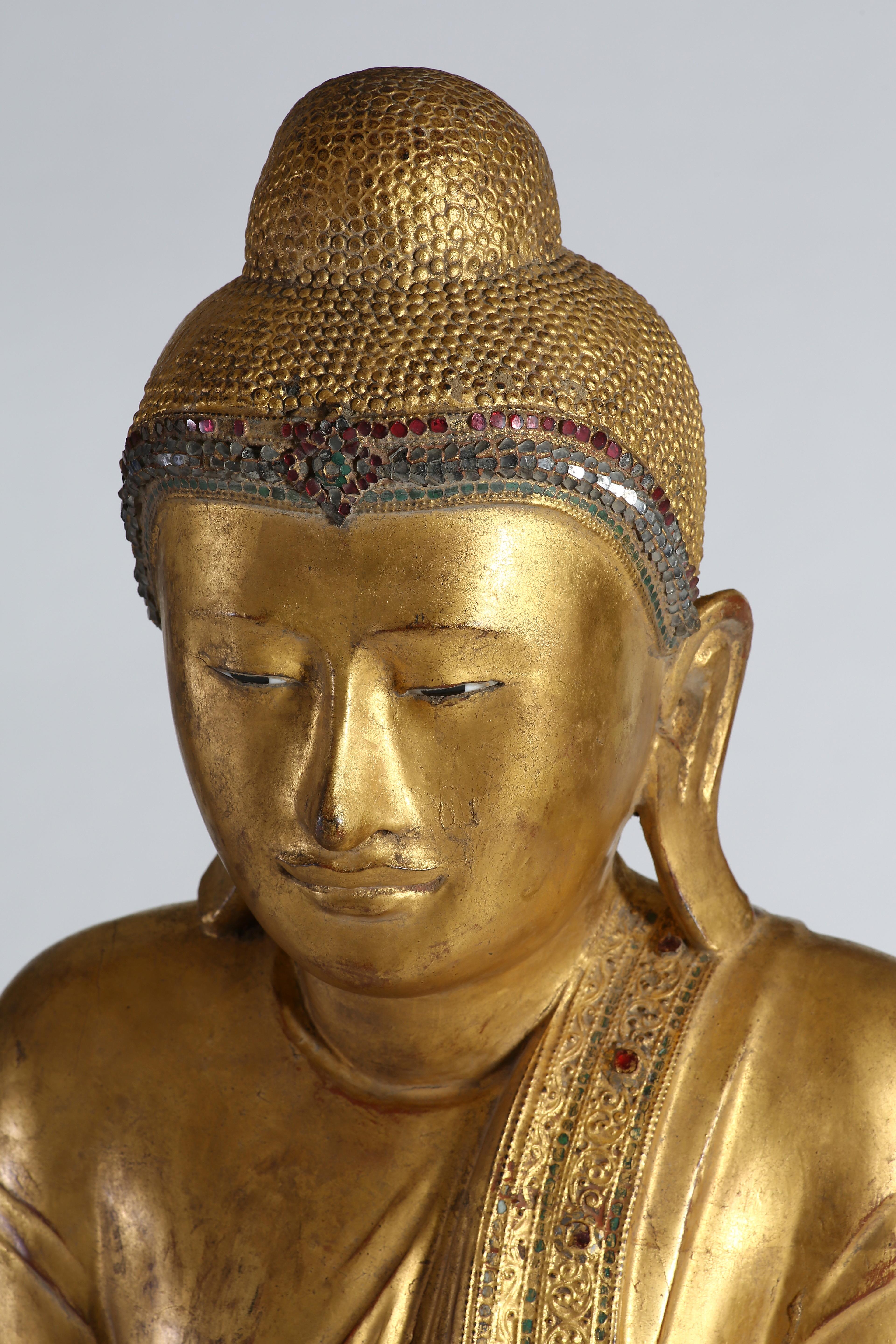 Antique Burmese Gilt Standing Buddha, Mandalay, 19th Century 2