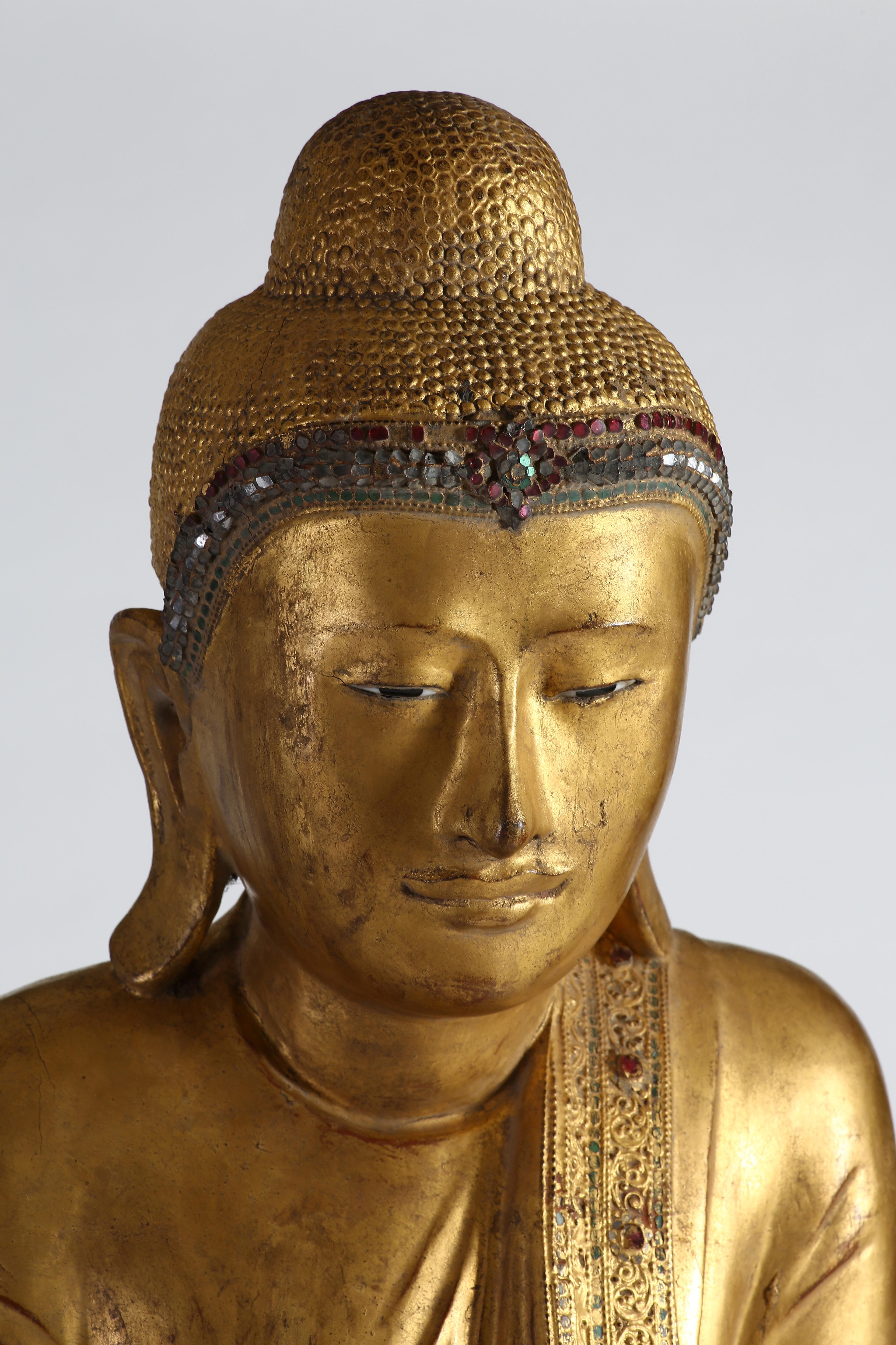 Antique Burmese Gilt Standing Buddha, Mandalay, 19th Century 4