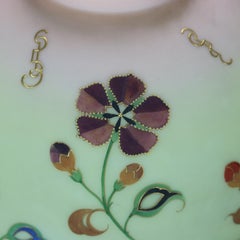 Antique Burmese Hand Painted & Gilt Tam-O-Shanter Shade & Brass Lamp, Circa 1890