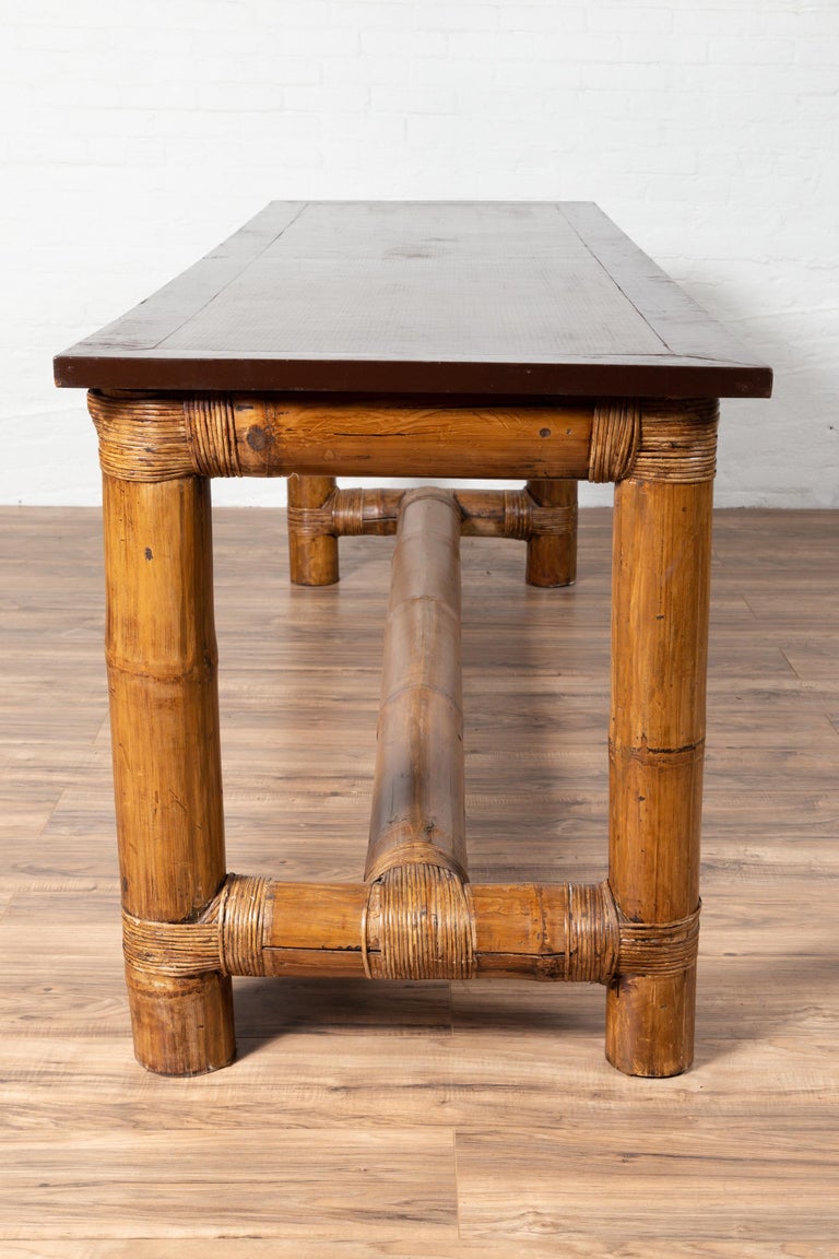 Antique Burmese Japanese Style Bamboo Console Table with ...