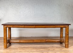 Antico tavolo consolle in bambù in stile birmano giapponese con lacca Negora