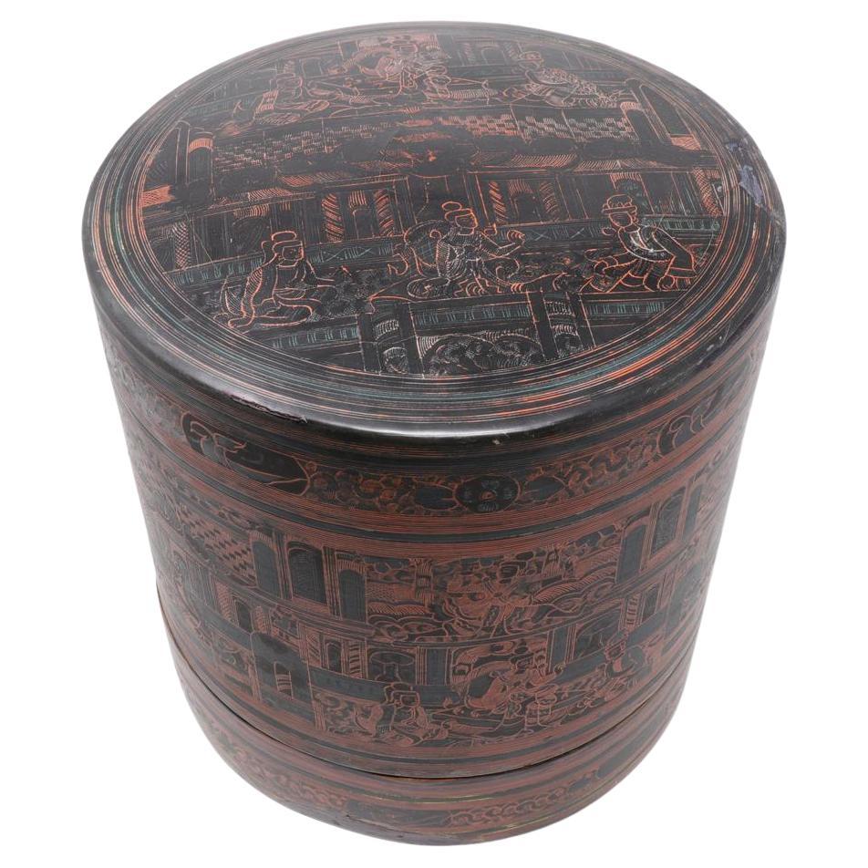 Antique Burmese Lacquer Betel Box “Kun-It”