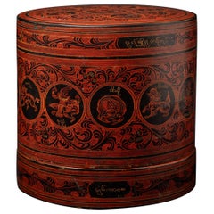 Antique Burmese lacquerware betelnut box from Myanmar