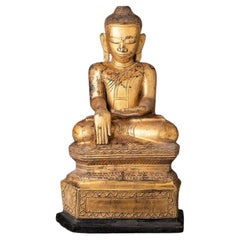 Antike burmesische Buddha-Statue aus lackiertem Lackgeschirr aus Burma