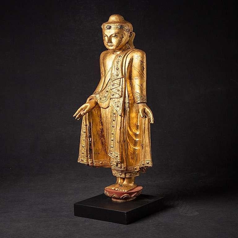 19th Century Antique Burmese Mandalay Buddha Statue from Burma For Sale