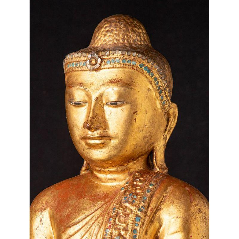 Wood Antique Burmese Mandalay Buddha Statue from Burma For Sale