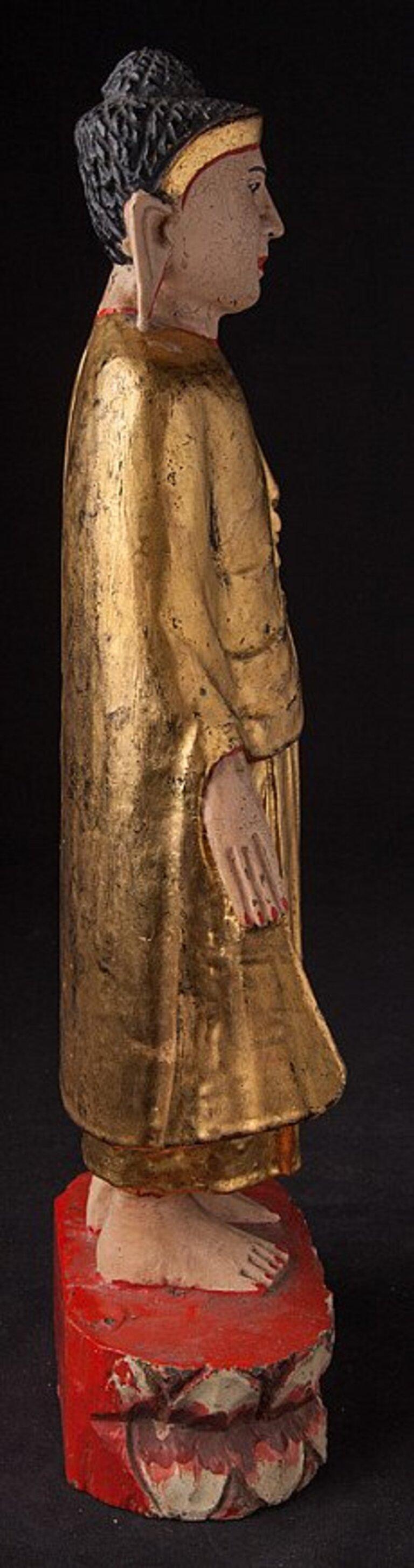 Antike burmesische Mandalay-Buddha-Statue aus burmesischen Original-Buddhas im Zustand „Gut“ im Angebot in DEVENTER, NL