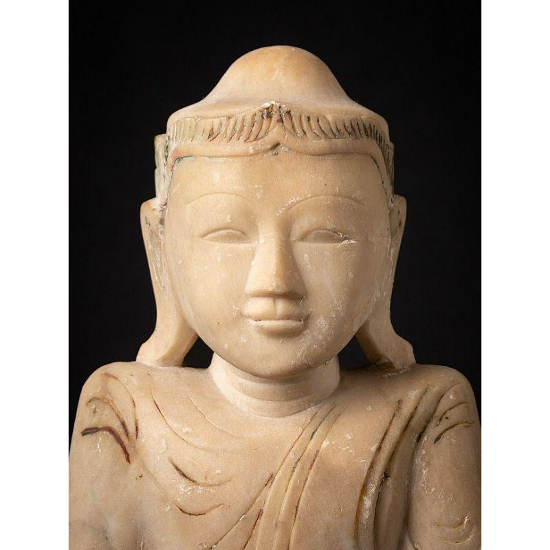 Antique Burmese Marble Shan Buddha Statue from Burma In Good Condition For Sale In DEVENTER, NL