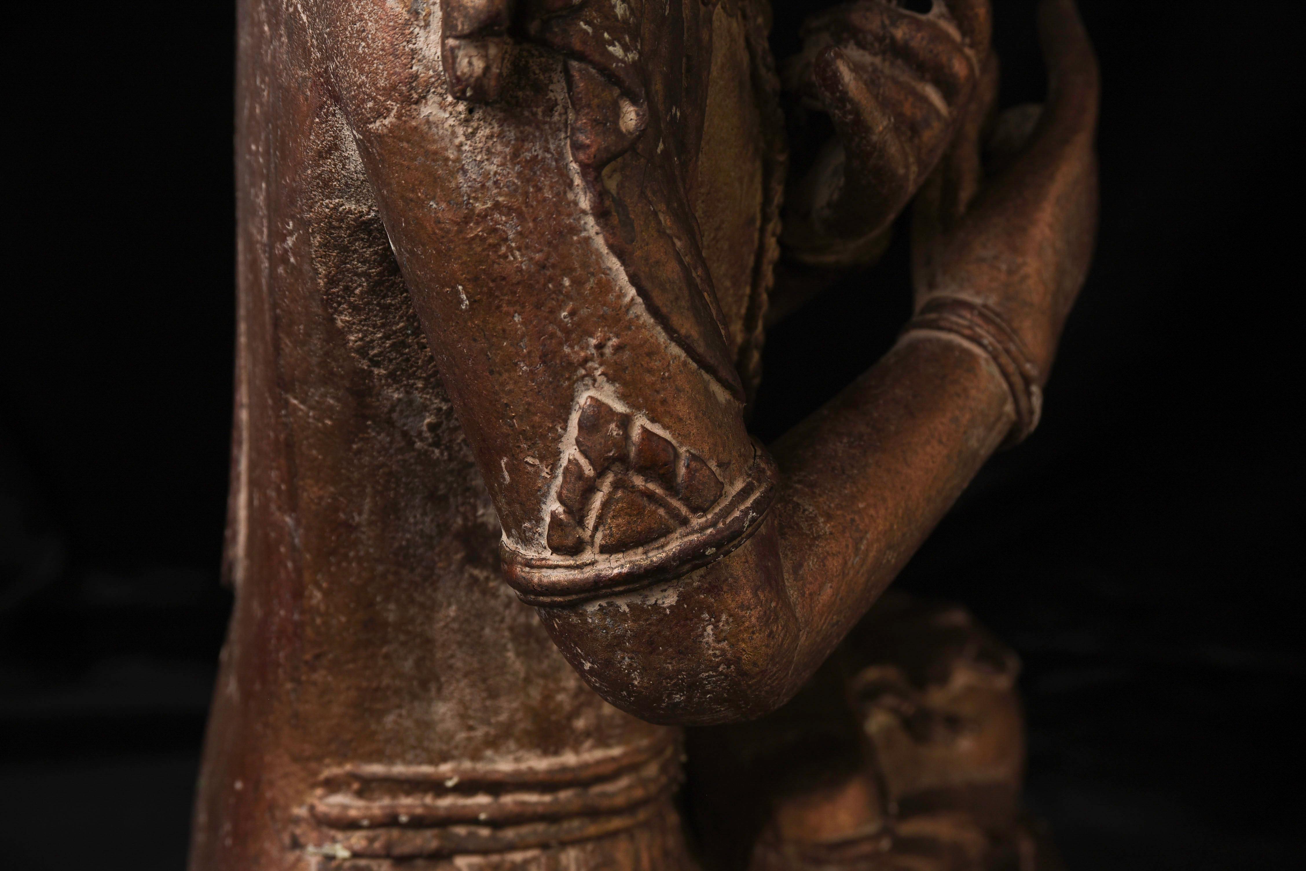 Antiker burmesischer „Jambupati“-Bronze-Buddha im Mon-Stil.  im Angebot 3