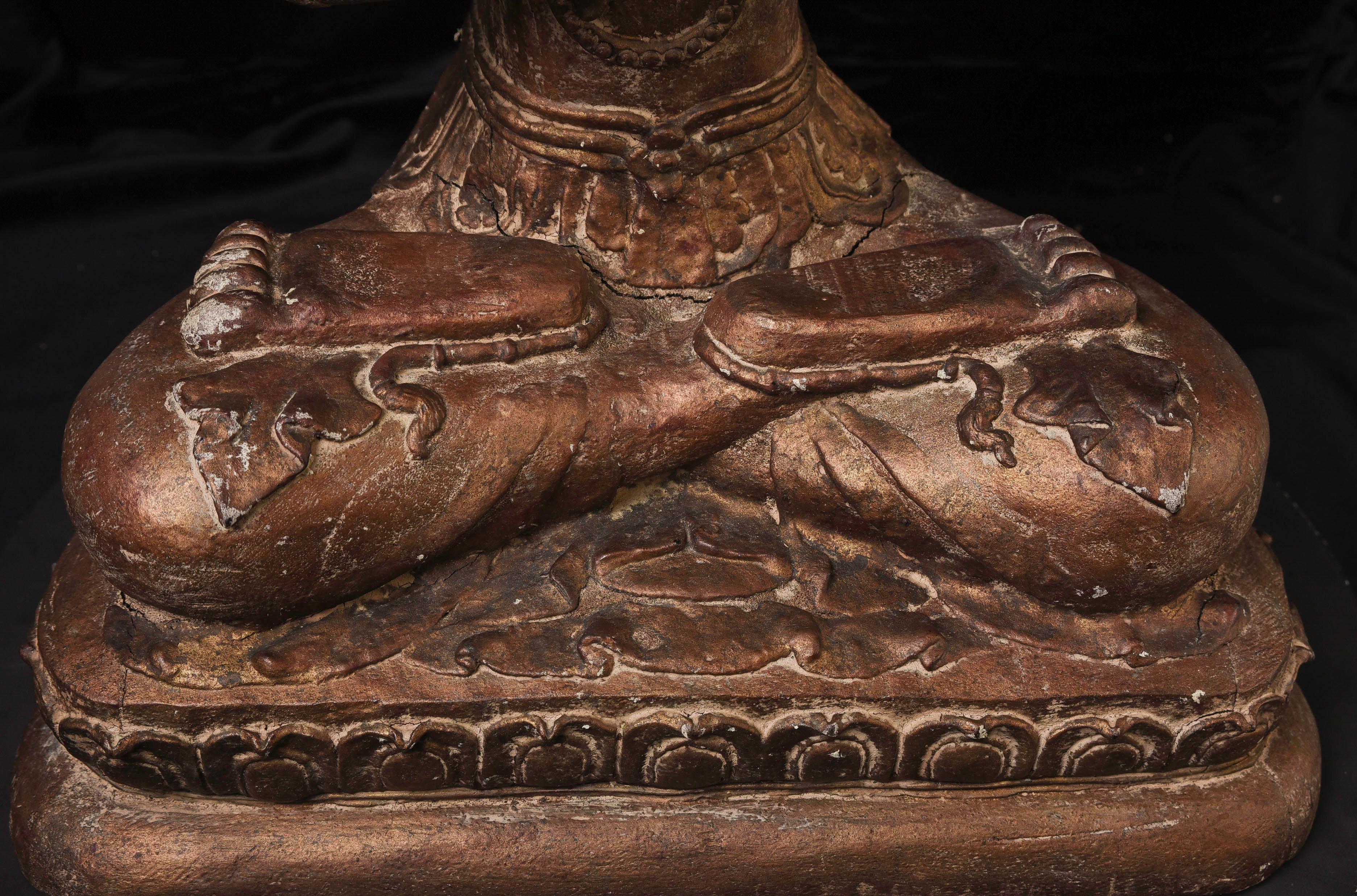 Antiker burmesischer „Jambupati“-Bronze-Buddha im Mon-Stil.  im Angebot 5