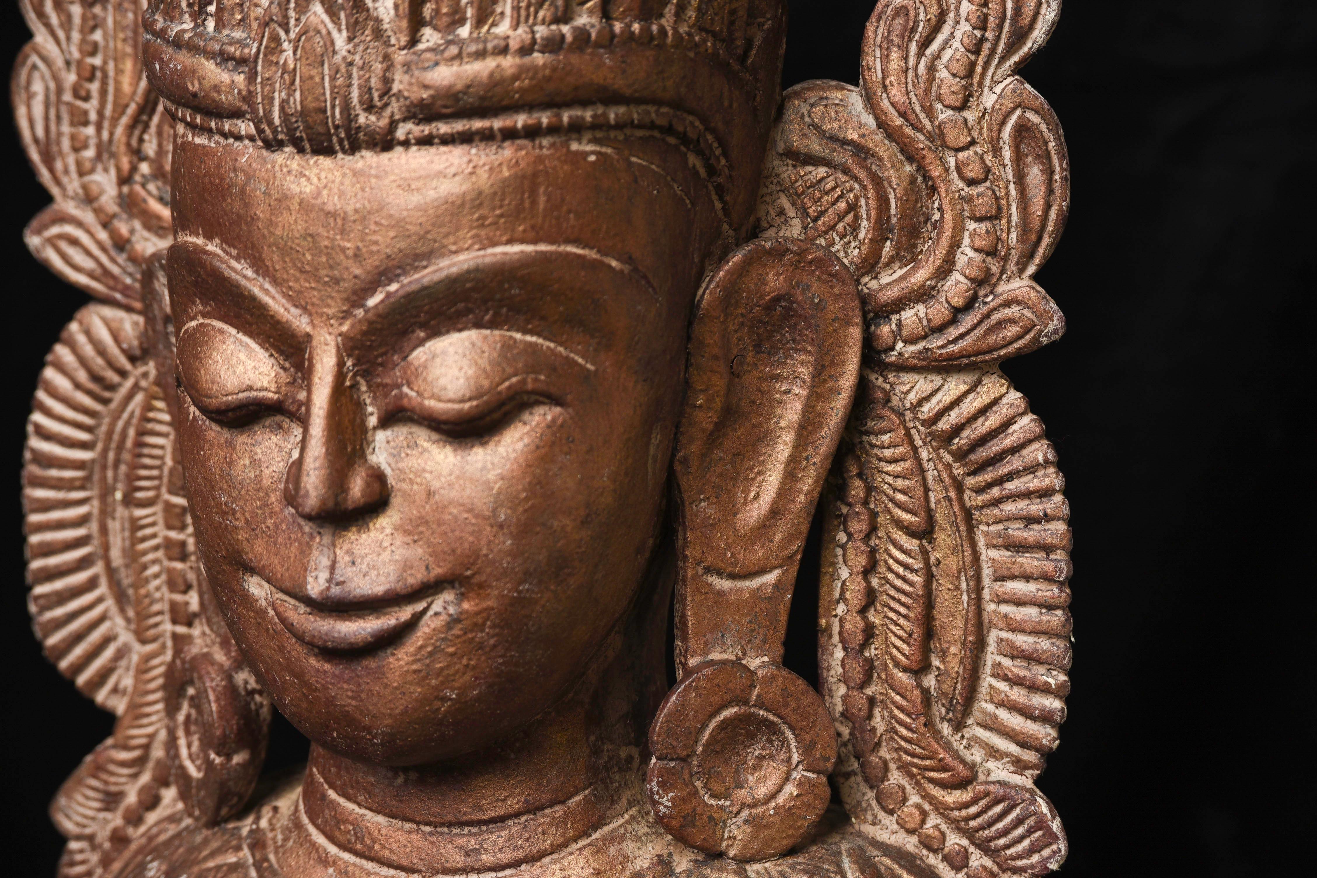 Antiker burmesischer „Jambupati“-Bronze-Buddha im Mon-Stil.  im Angebot 6