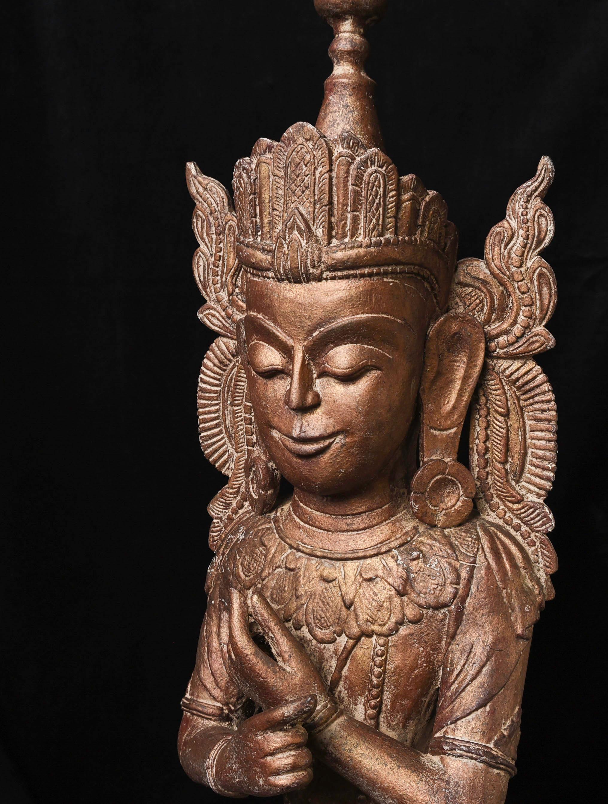 Antiker burmesischer „Jambupati“-Bronze-Buddha im Mon-Stil.  im Angebot 7