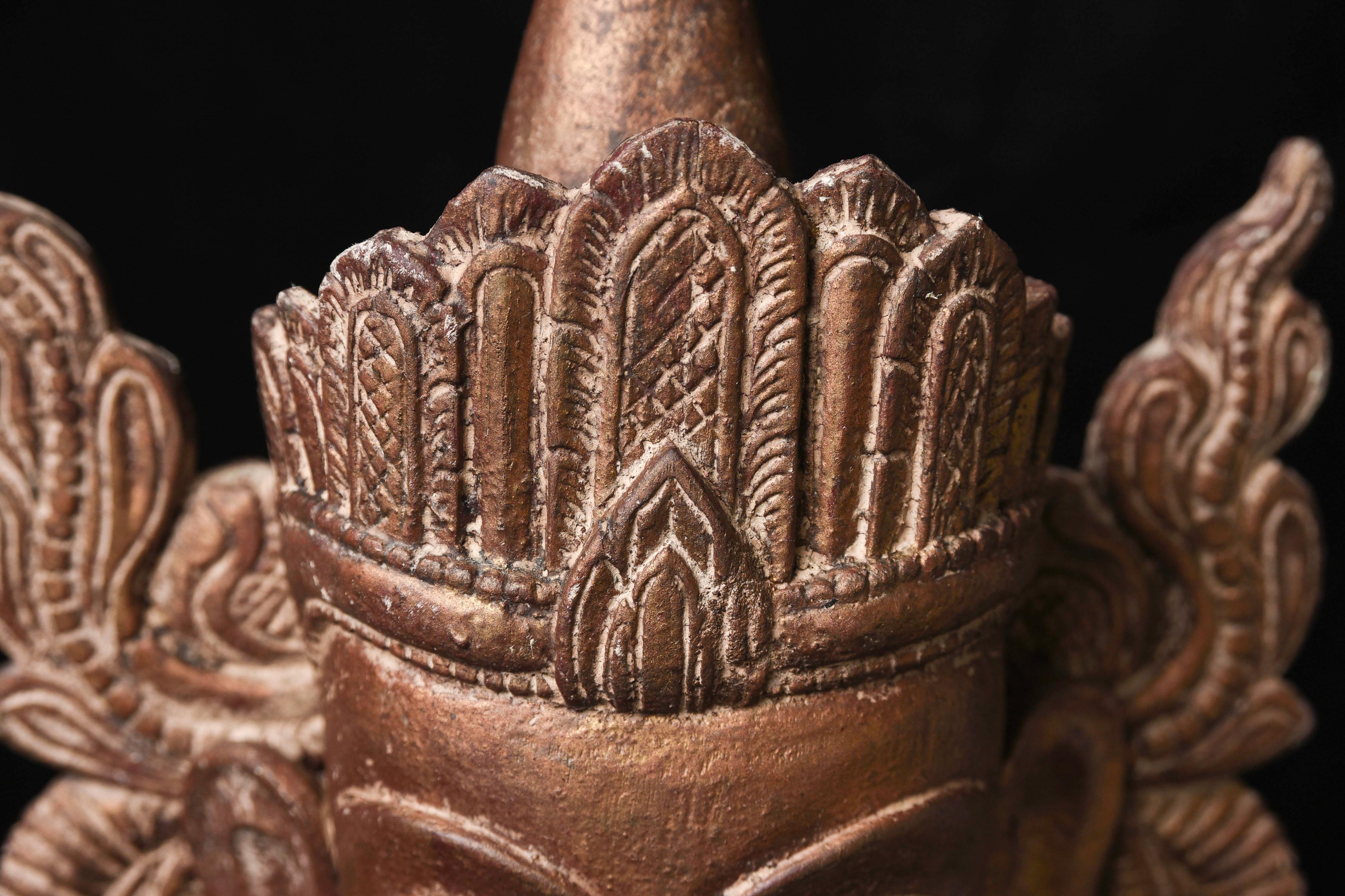 Antiker burmesischer „Jambupati“-Bronze-Buddha im Mon-Stil.  im Angebot 8