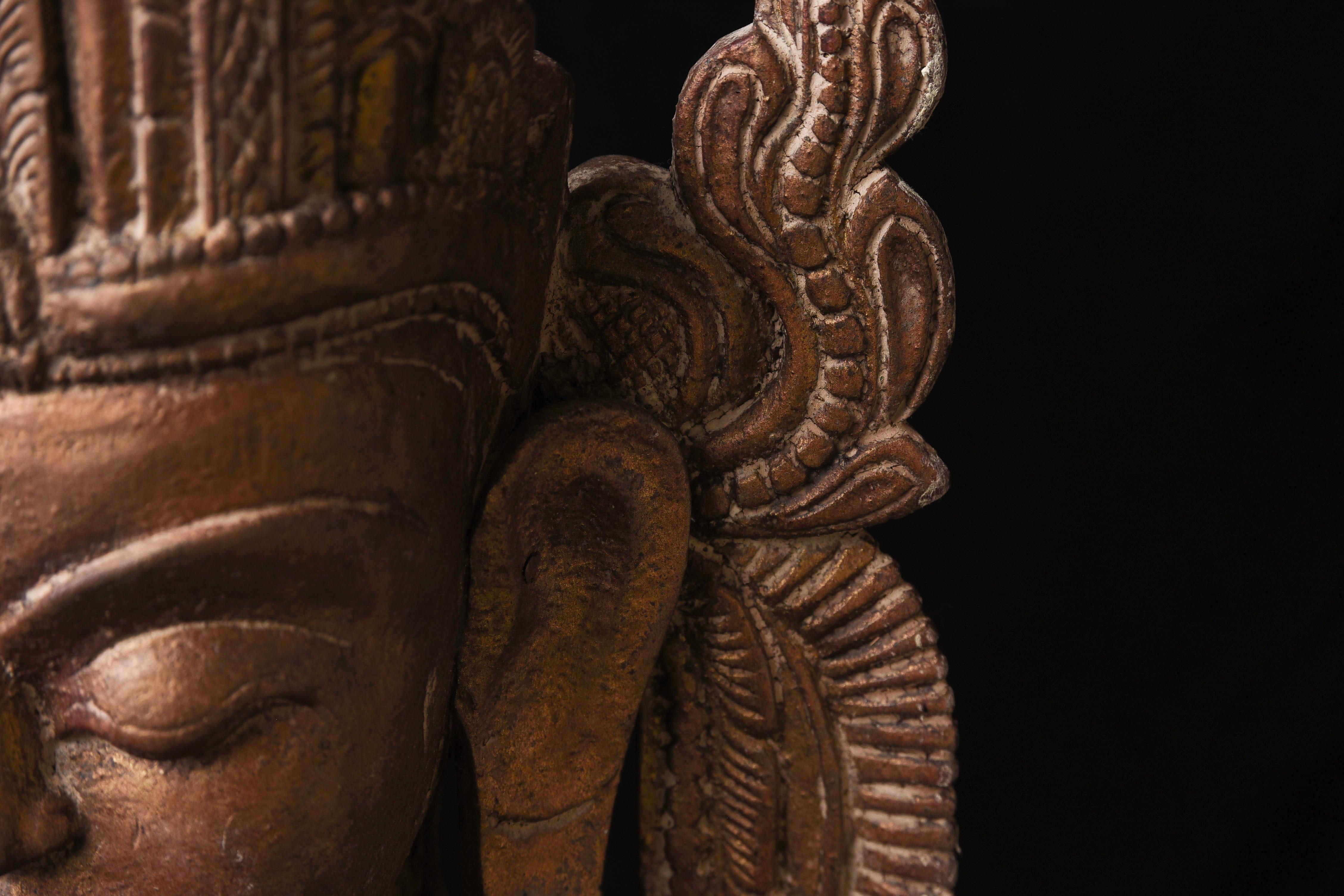 Antiker burmesischer „Jambupati“-Bronze-Buddha im Mon-Stil.  im Angebot 9