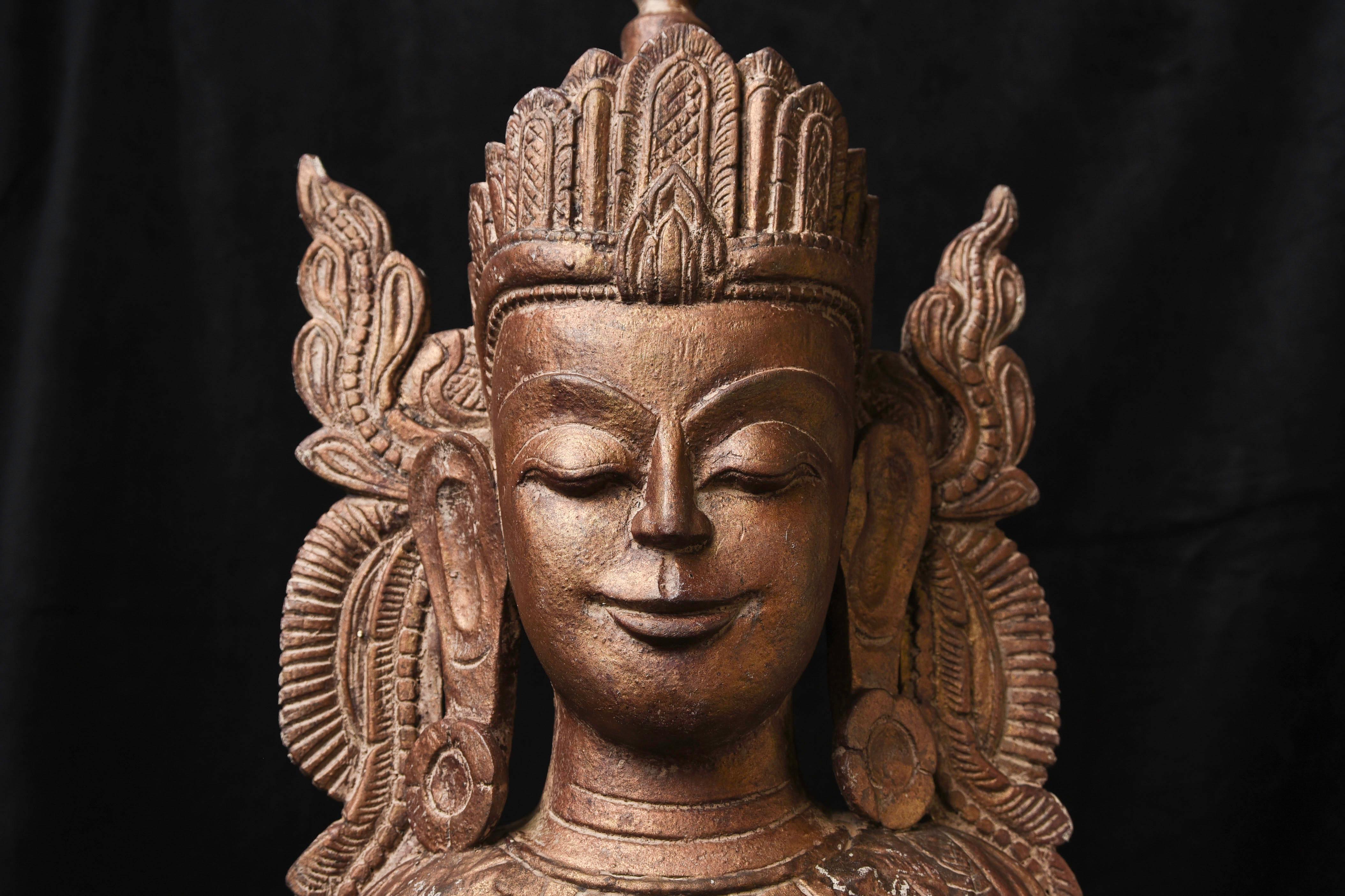 Antiker burmesischer „Jambupati“-Bronze-Buddha im Mon-Stil.  im Angebot 11