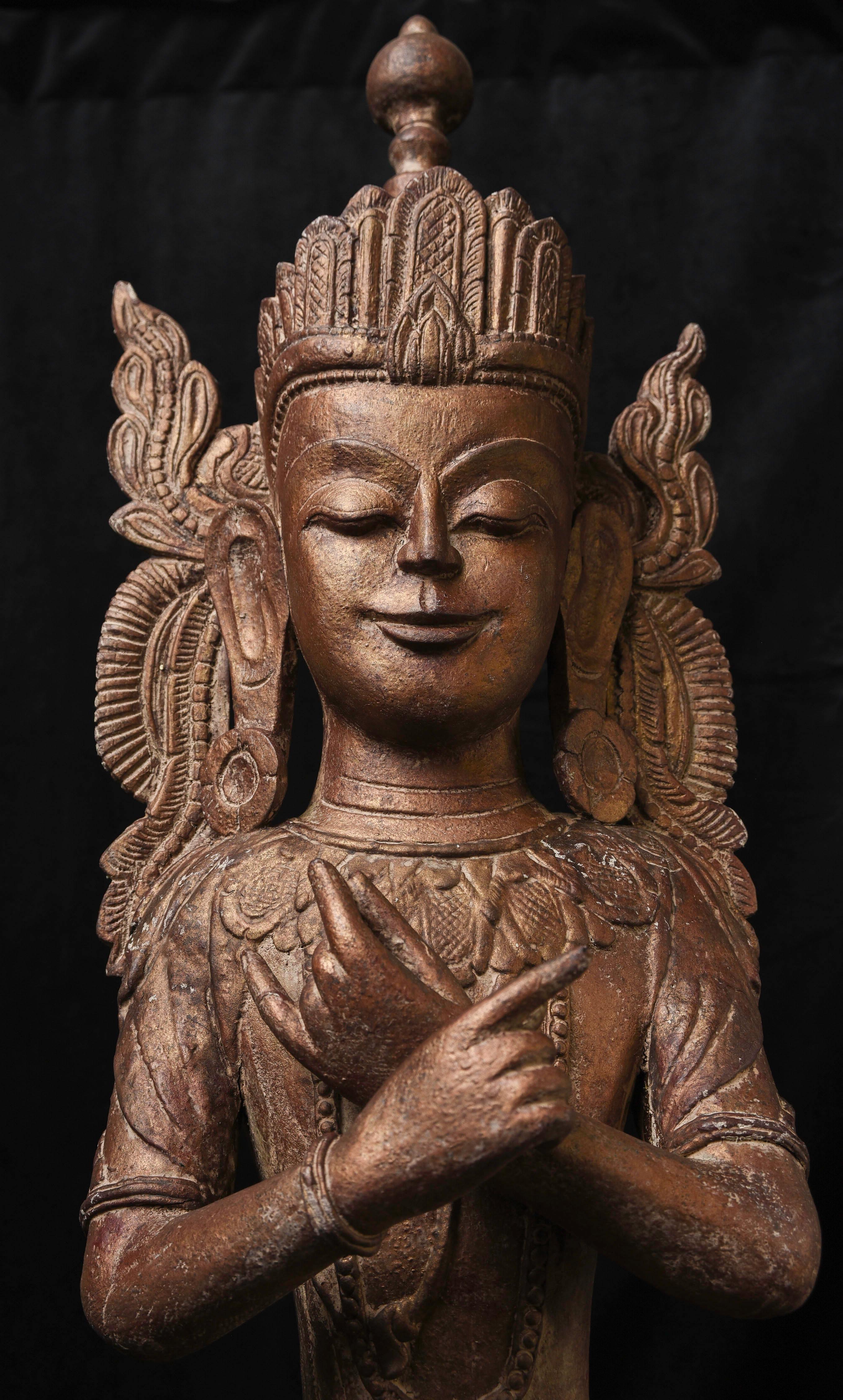 Antiker burmesischer „Jambupati“-Bronze-Buddha im Mon-Stil.  im Angebot 12