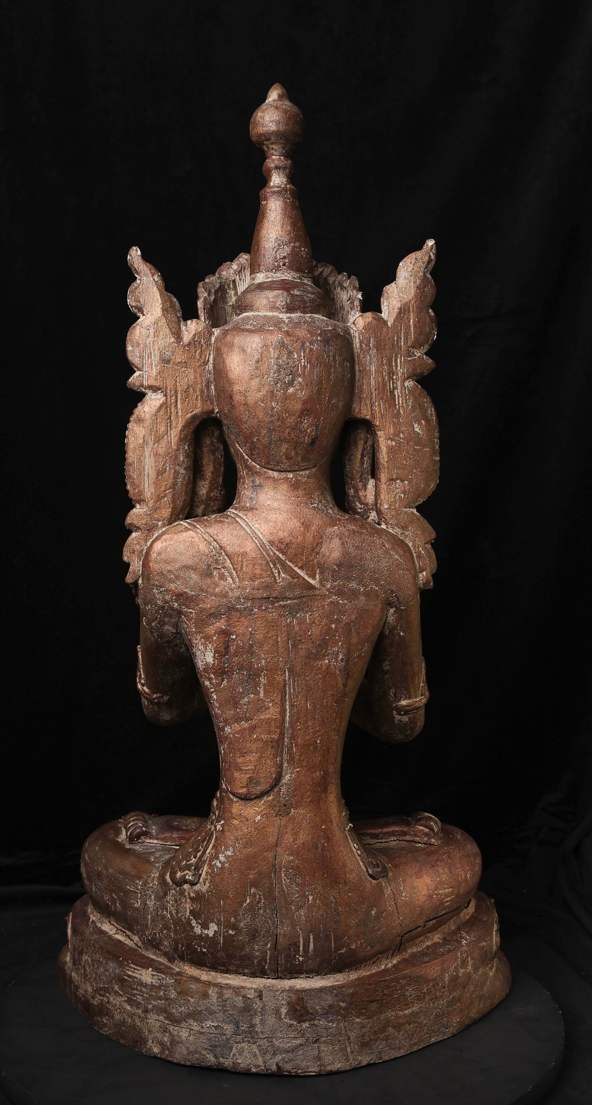 Antiker burmesischer „Jambupati“-Bronze-Buddha im Mon-Stil.  im Zustand „Gut“ im Angebot in Ukiah, CA