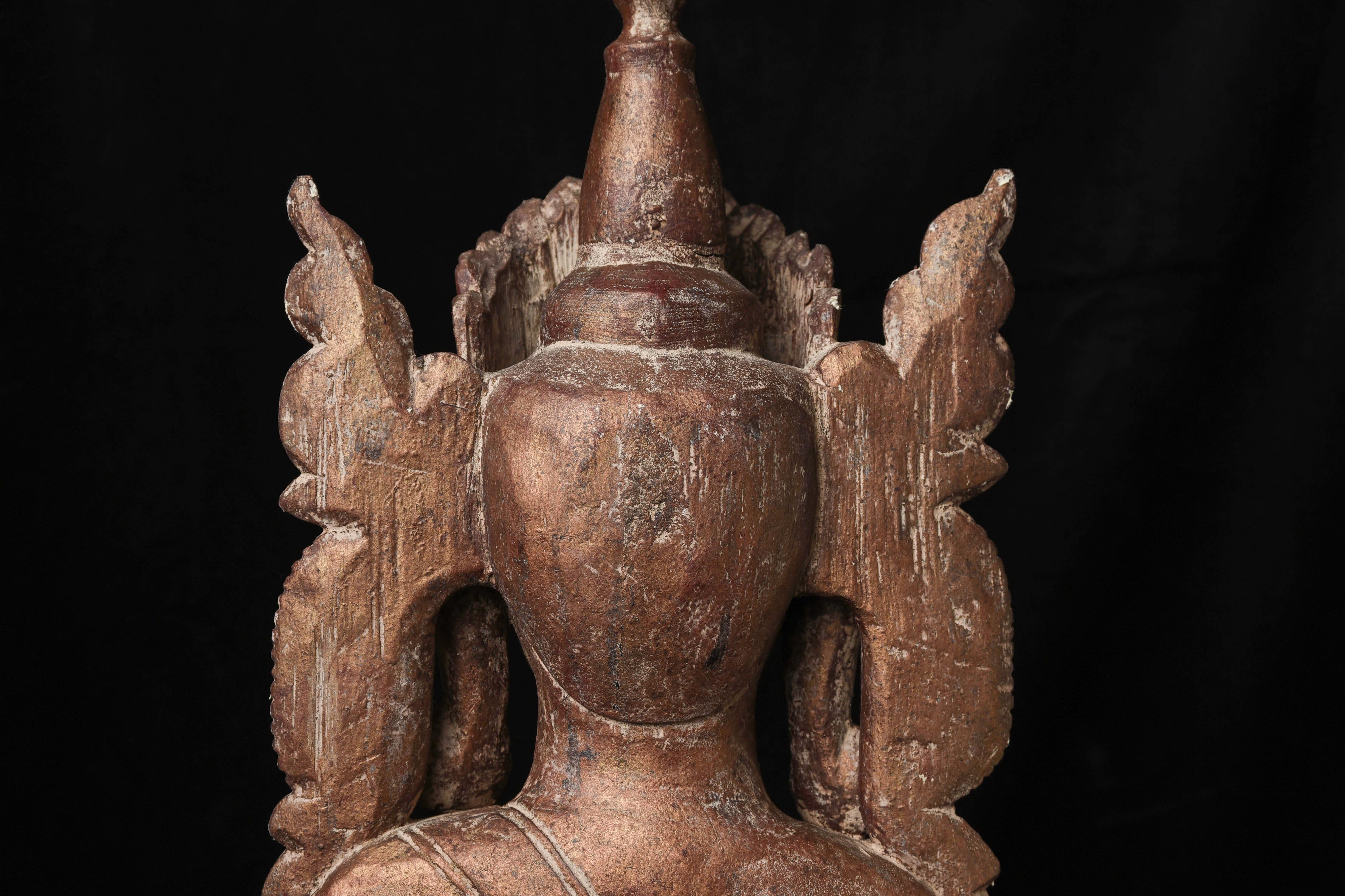 Antiker burmesischer „Jambupati“-Bronze-Buddha im Mon-Stil.  (19. Jahrhundert) im Angebot