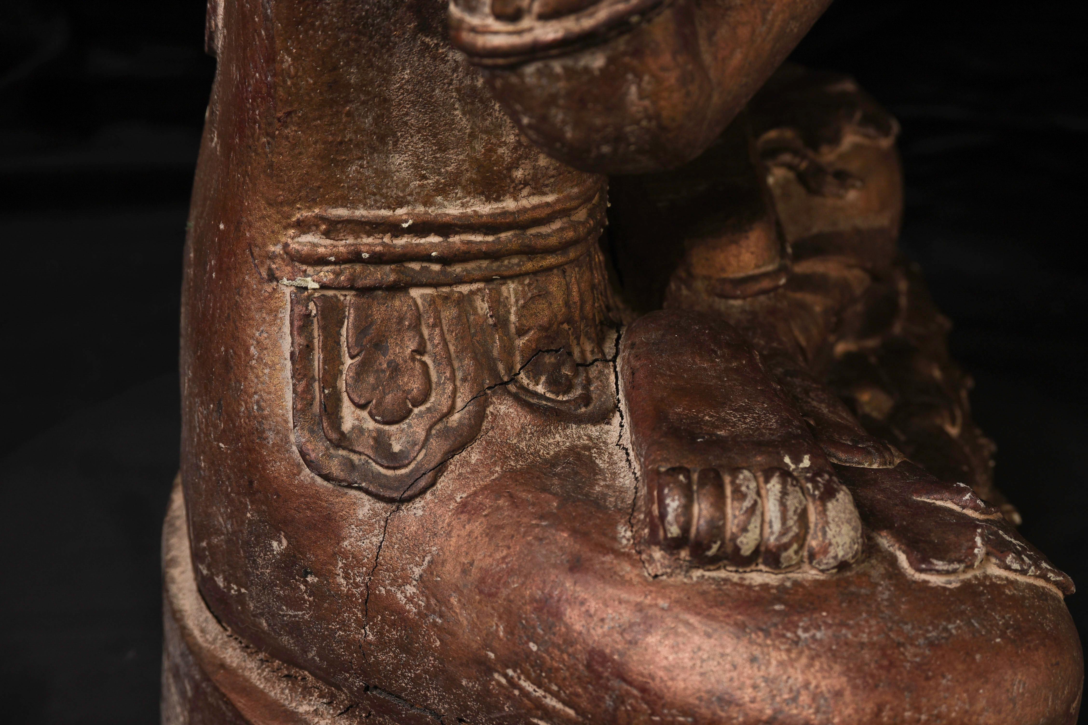 Antiker burmesischer „Jambupati“-Bronze-Buddha im Mon-Stil.  im Angebot 2