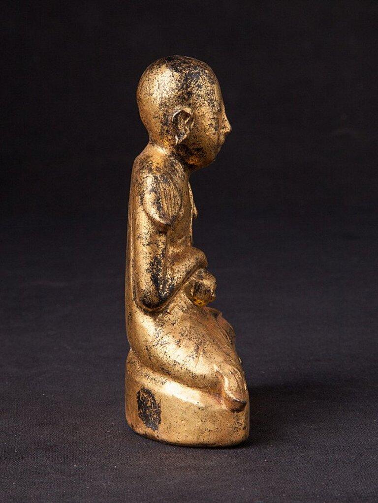 Lacquer Antique Burmese Monk Statue from Burma For Sale