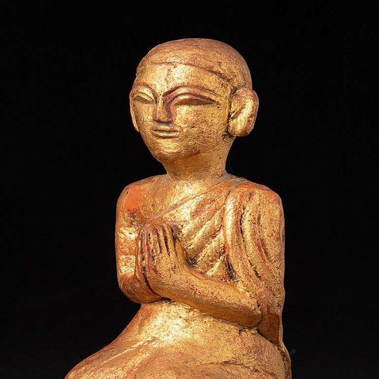 Antique Burmese Monk Statue from Burma For Sale at 1stDibs