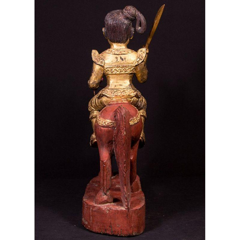 Wood Antique Burmese Nat Statue from Burma For Sale