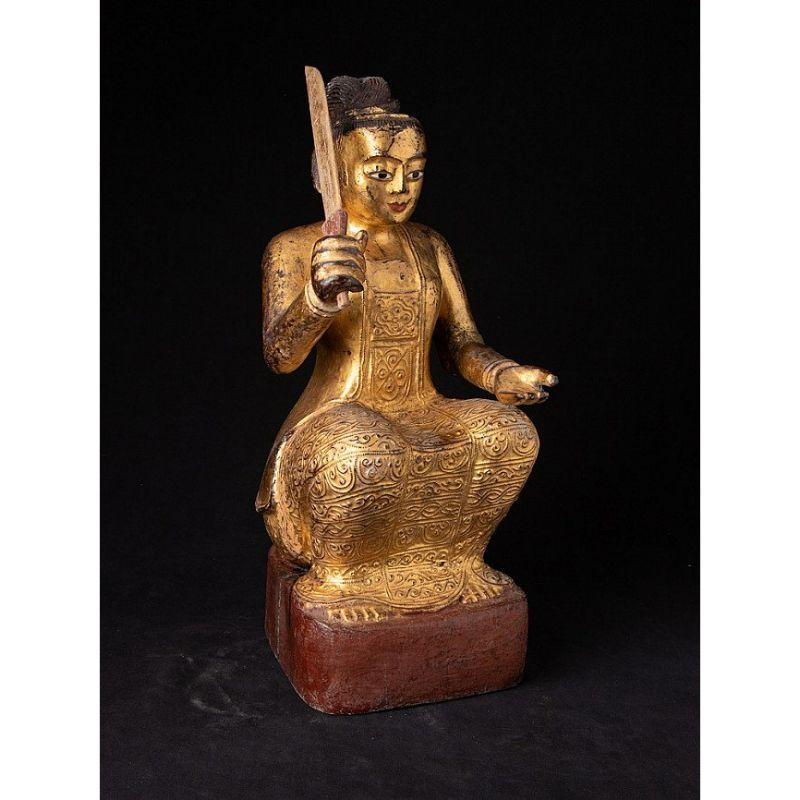 Wood Antique Burmese Nat Statue from Burma For Sale