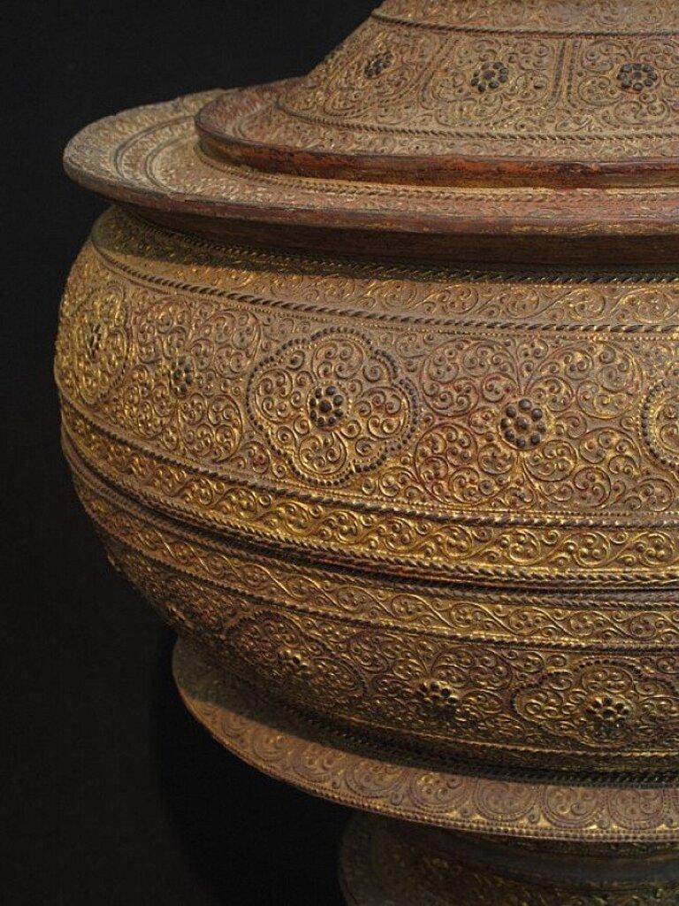 Lacquer Antique Burmese Offering Vessel from Burma For Sale