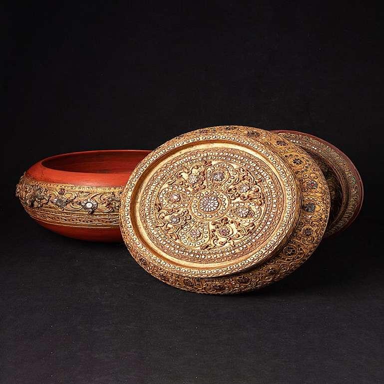 Lacquer Antique Burmese Offering Vessel from Burma