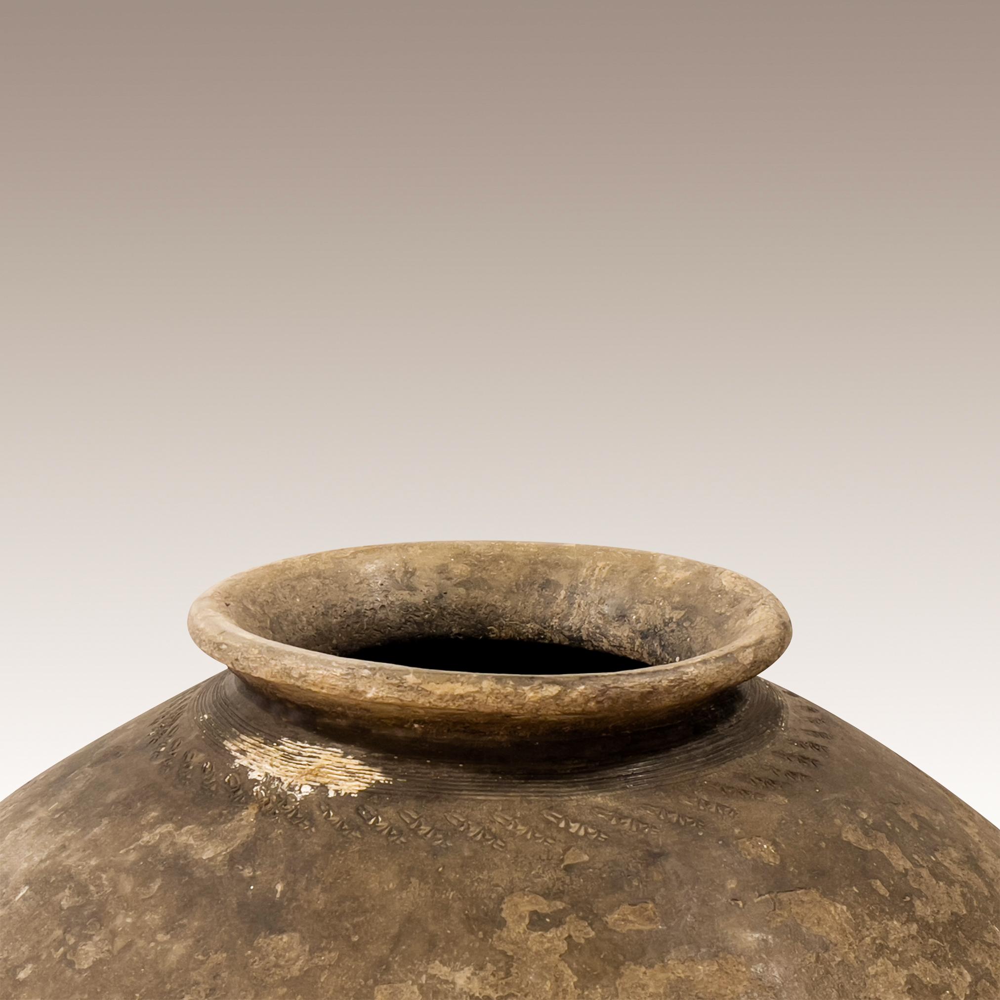 Antique Burmese Organic Clay Terracotta Pot For Sale 4
