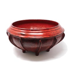 Antique Burmese Red Lacquered Footed Offering Bowl