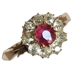 Antique Burmese Ruby And Diamond Russian Gold Ring