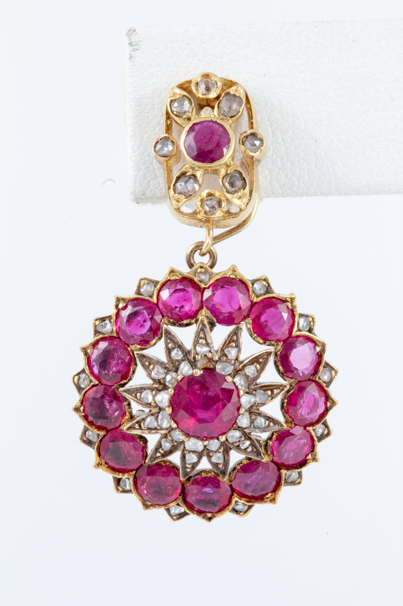 Antique Burmese Ruby Earrings For Sale 2
