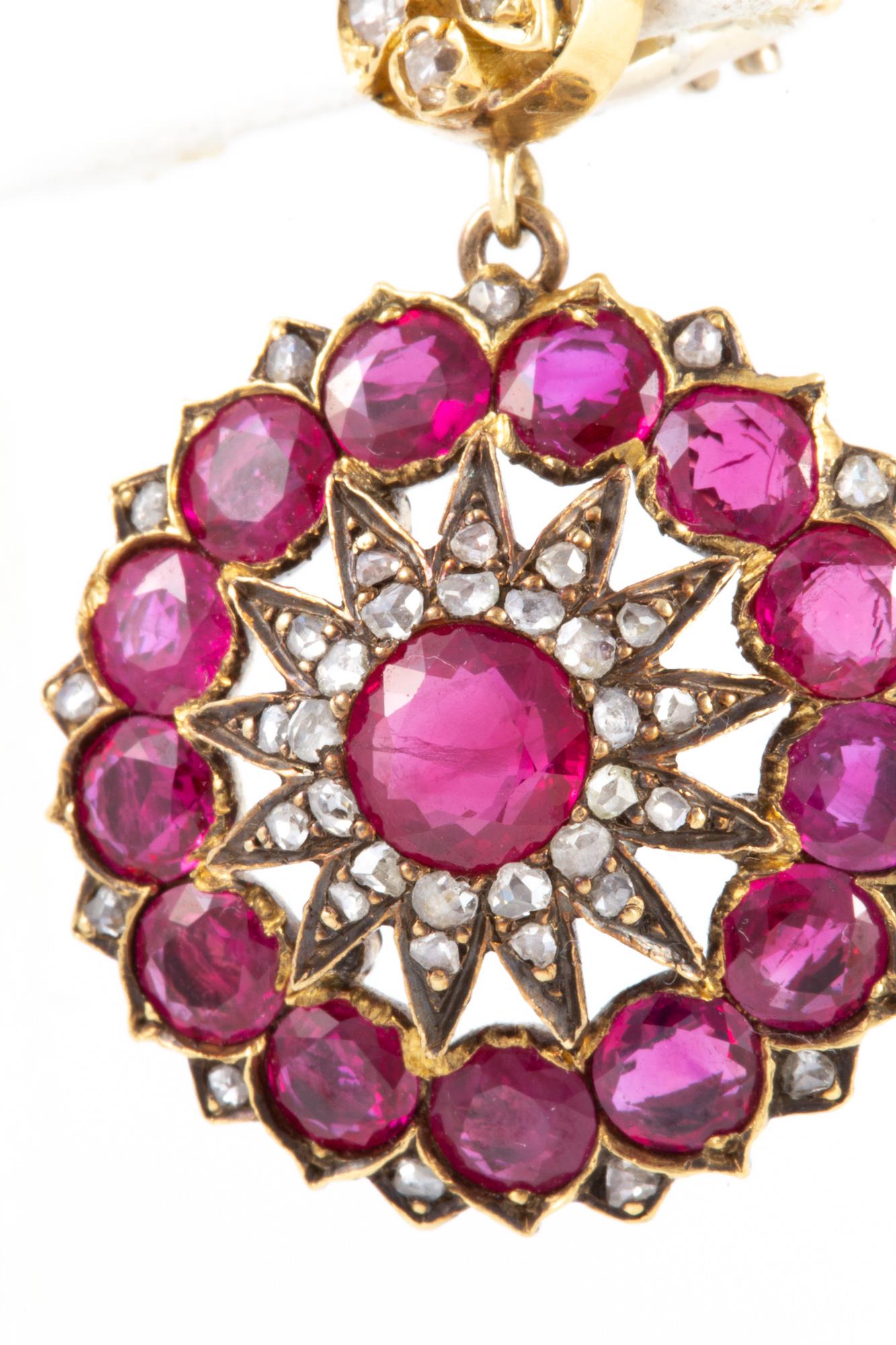 Byzantine Antique Burmese Ruby Earrings For Sale