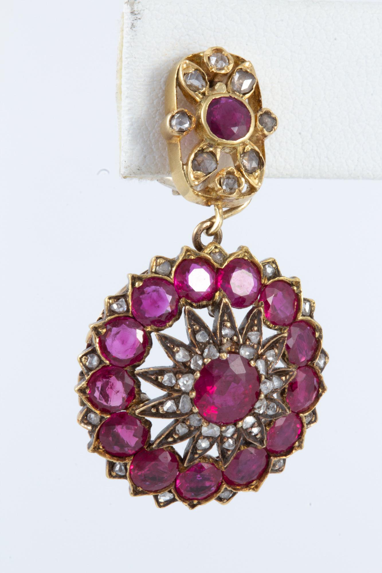 Antique Burmese Ruby Earrings For Sale 1