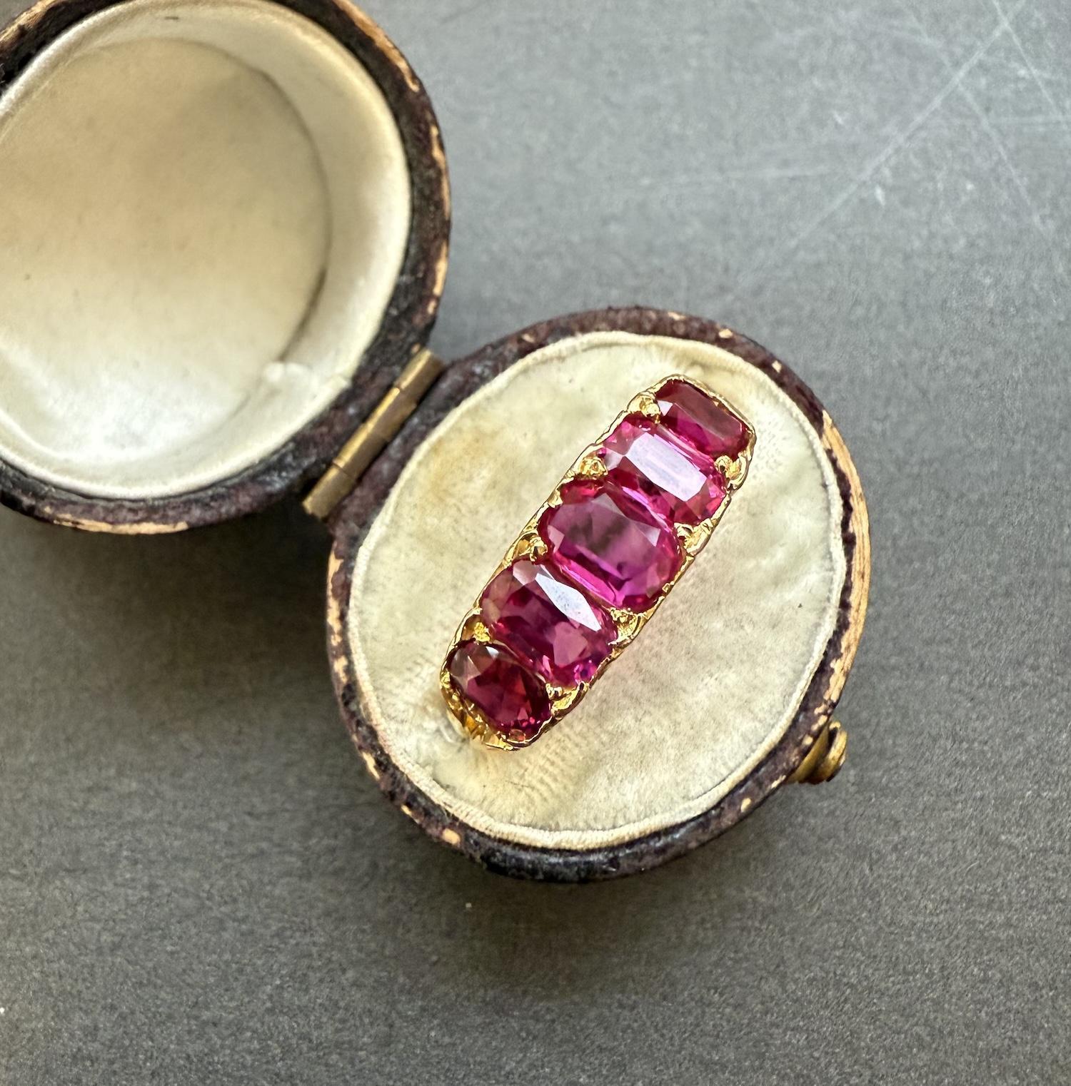 Antique Burmese Ruby Five Stone Ring - image 5