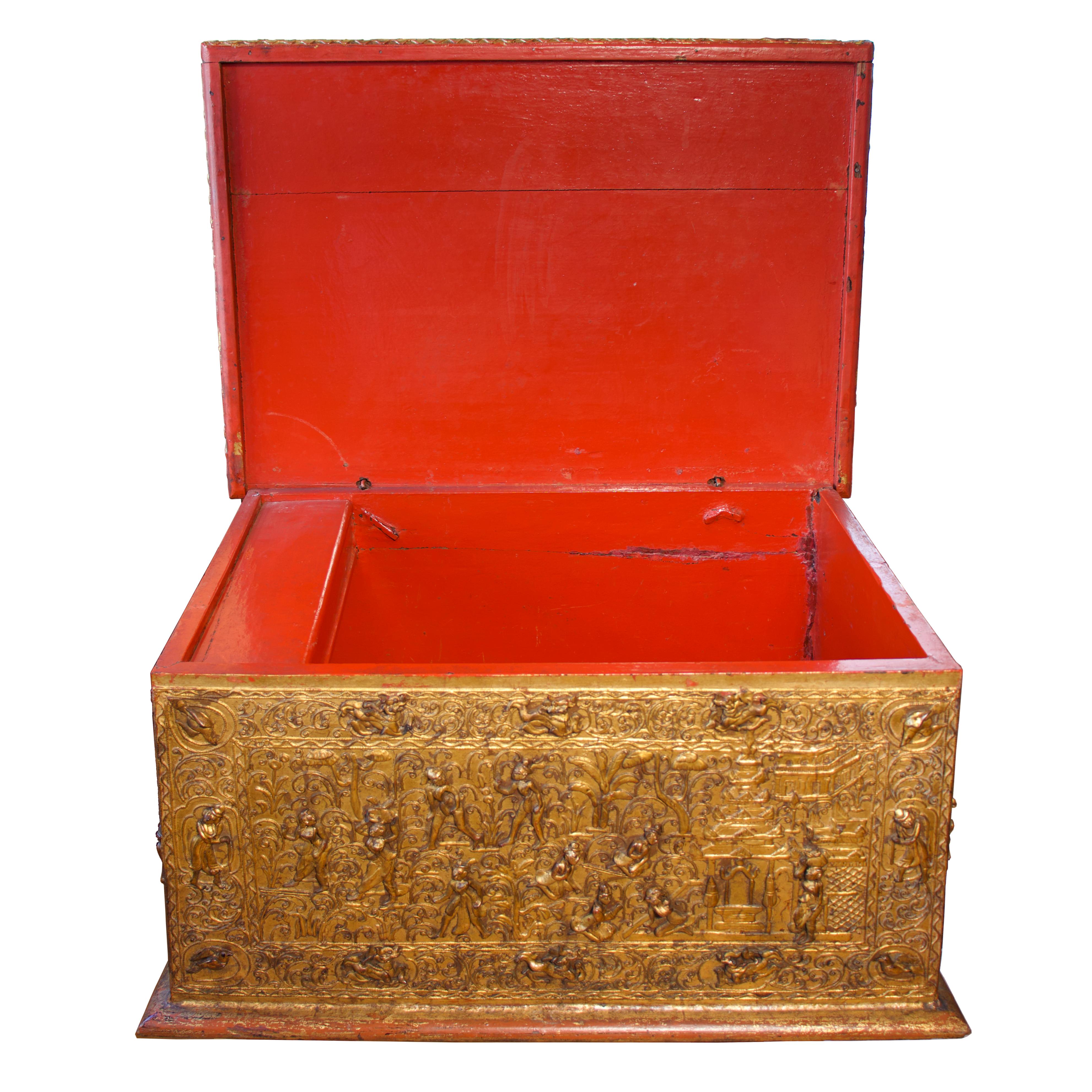 Antike birmanische Sadaik-Manuskript-Truhe. im Angebot 3