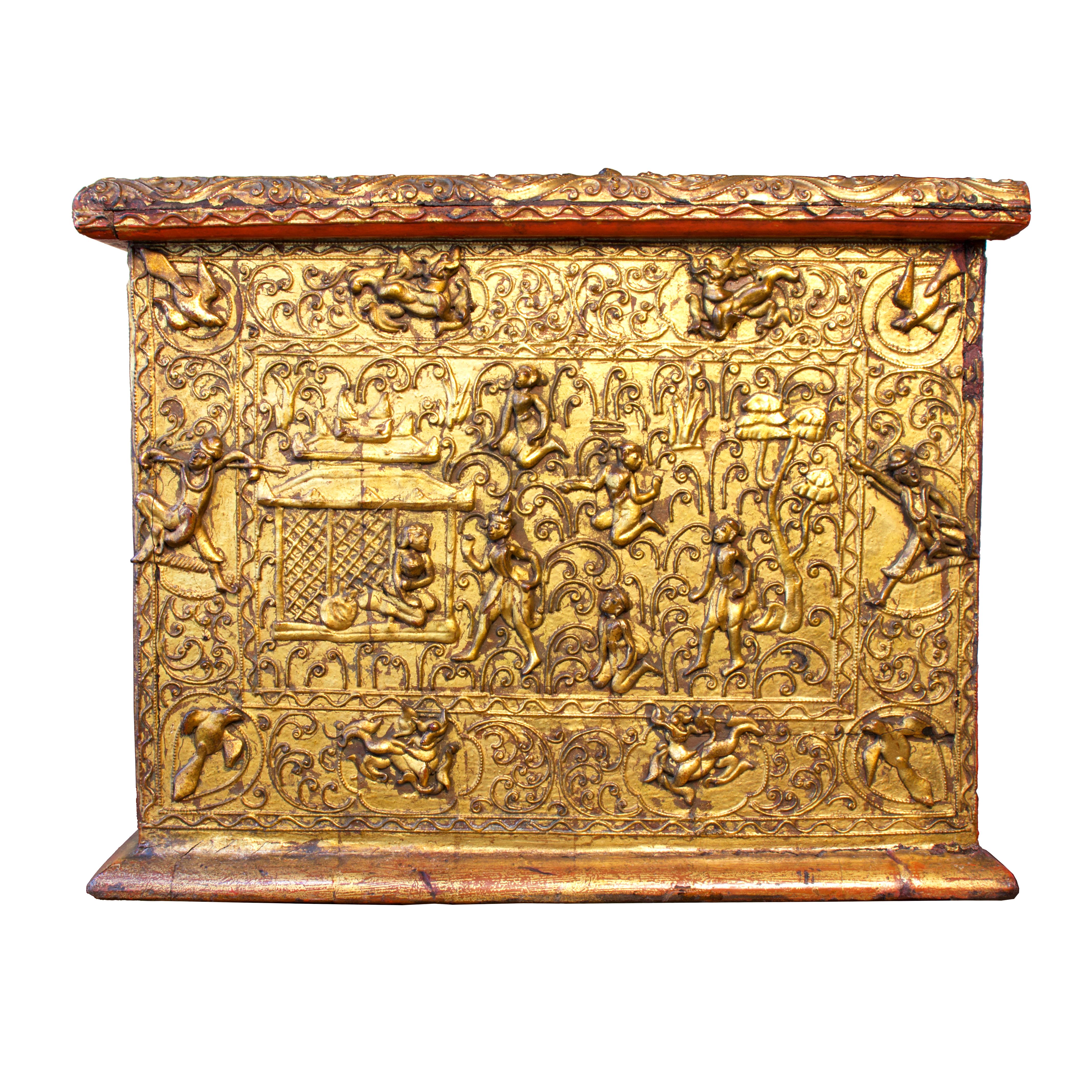 Anglo-Indian Antique Burmese Sadaik  Manuscript Chest. For Sale