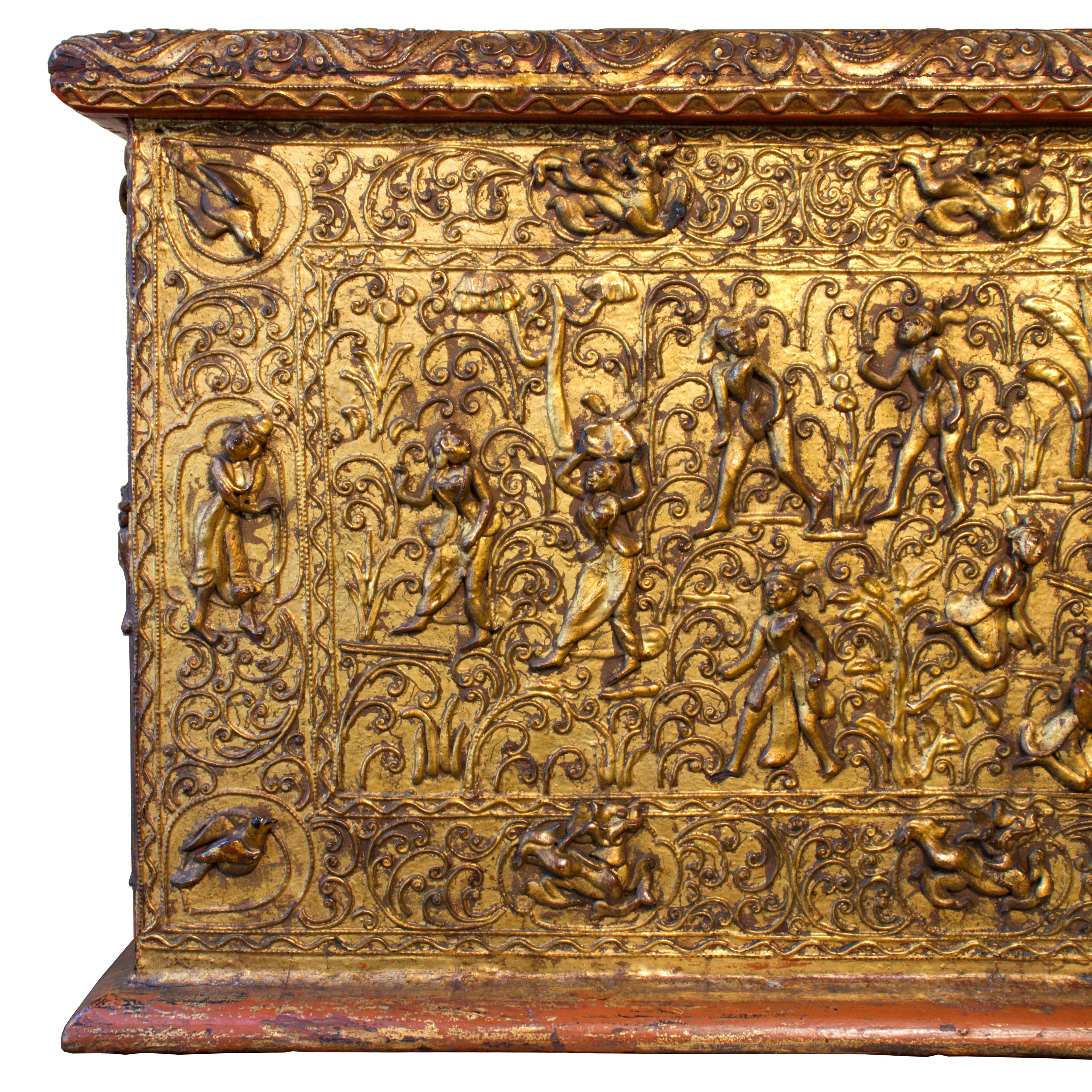 Antike birmanische Sadaik-Manuskript-Truhe. im Zustand „Gut“ im Angebot in Point Richmond, CA