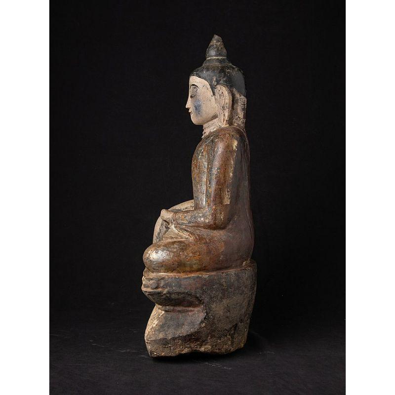 Antique Burmese Sandstone Buddha Statue from Burma For Sale 14