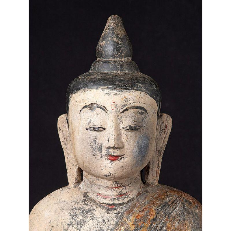 Antique Burmese Sandstone Buddha Statue from Burma In Good Condition For Sale In DEVENTER, NL