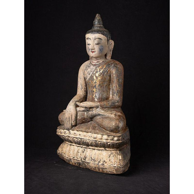 17th Century Antique Burmese Sandstone Buddha Statue from Burma For Sale