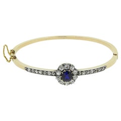 Antique Burmese Sapphire and Diamond Cluster Bangle
