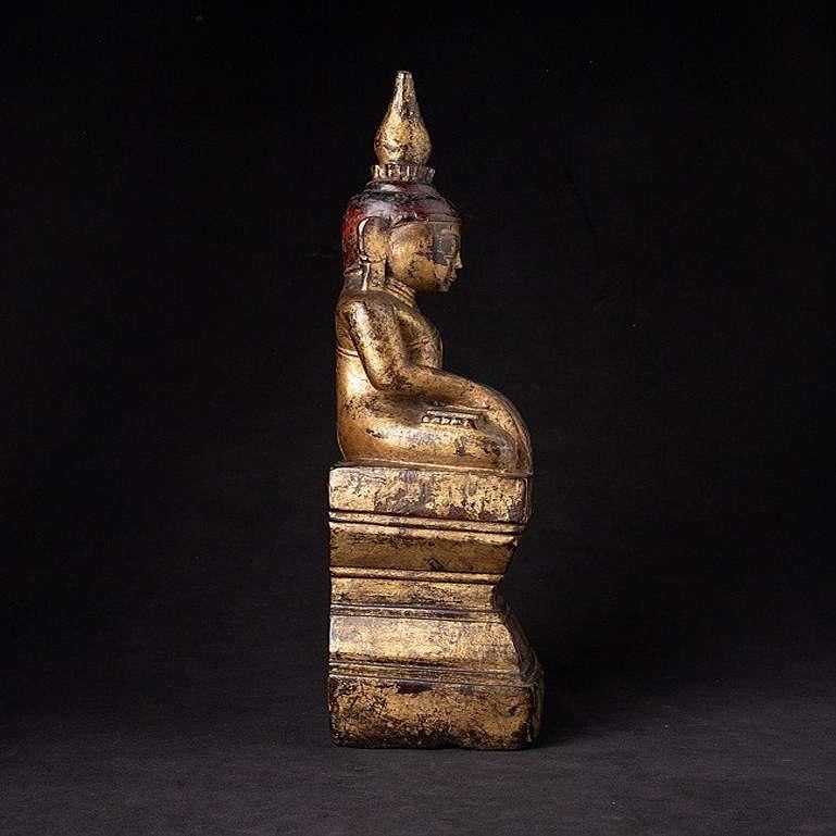 Wood Antique Burmese Shan Buddha Statue from Burma For Sale