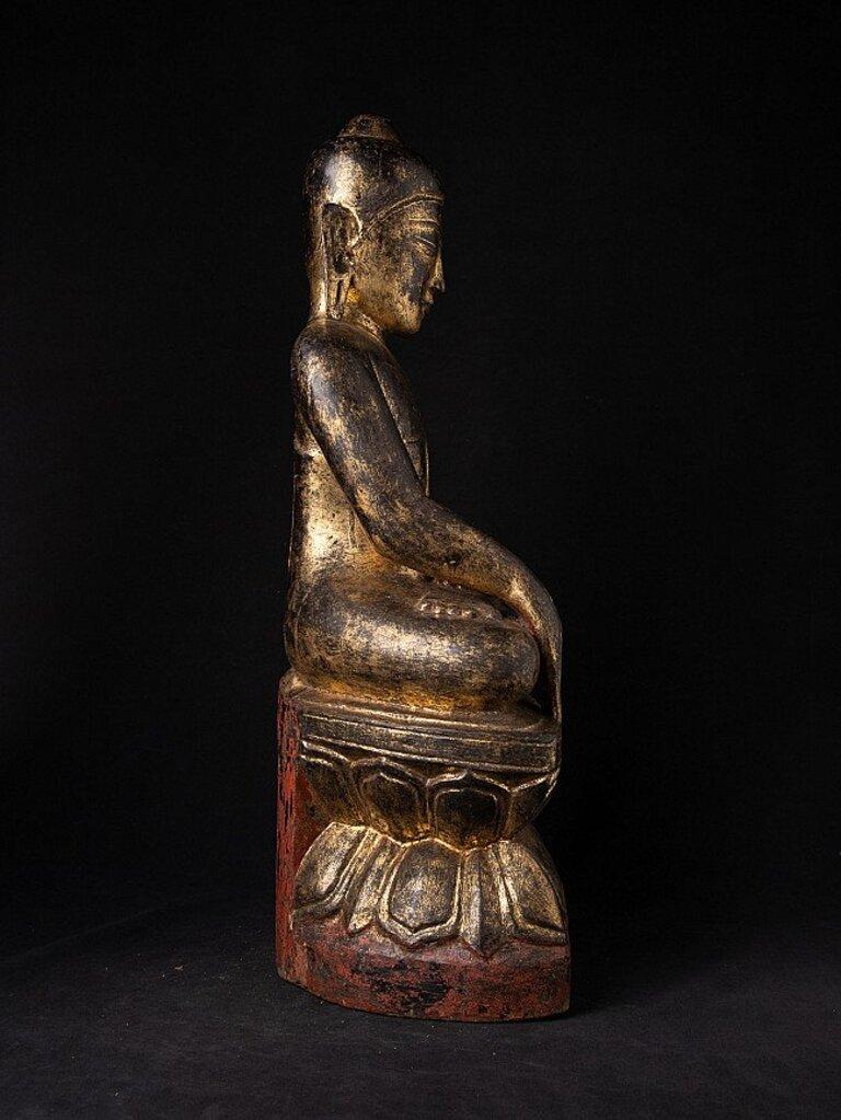 Wood Antique Burmese Shan Buddha Statue from Burma For Sale