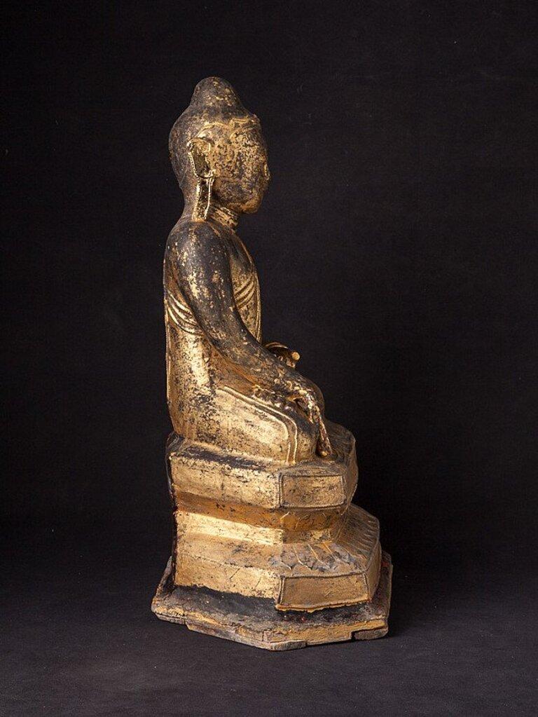 Lacquer Antique Burmese Shan Buddha Statue from Burma For Sale