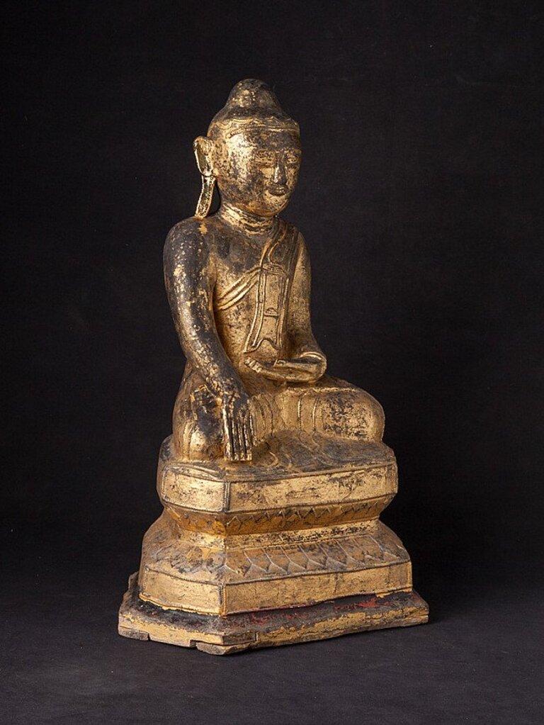 Antike burmesische Shan-Buddha-Statue aus Burma (Lack) im Angebot
