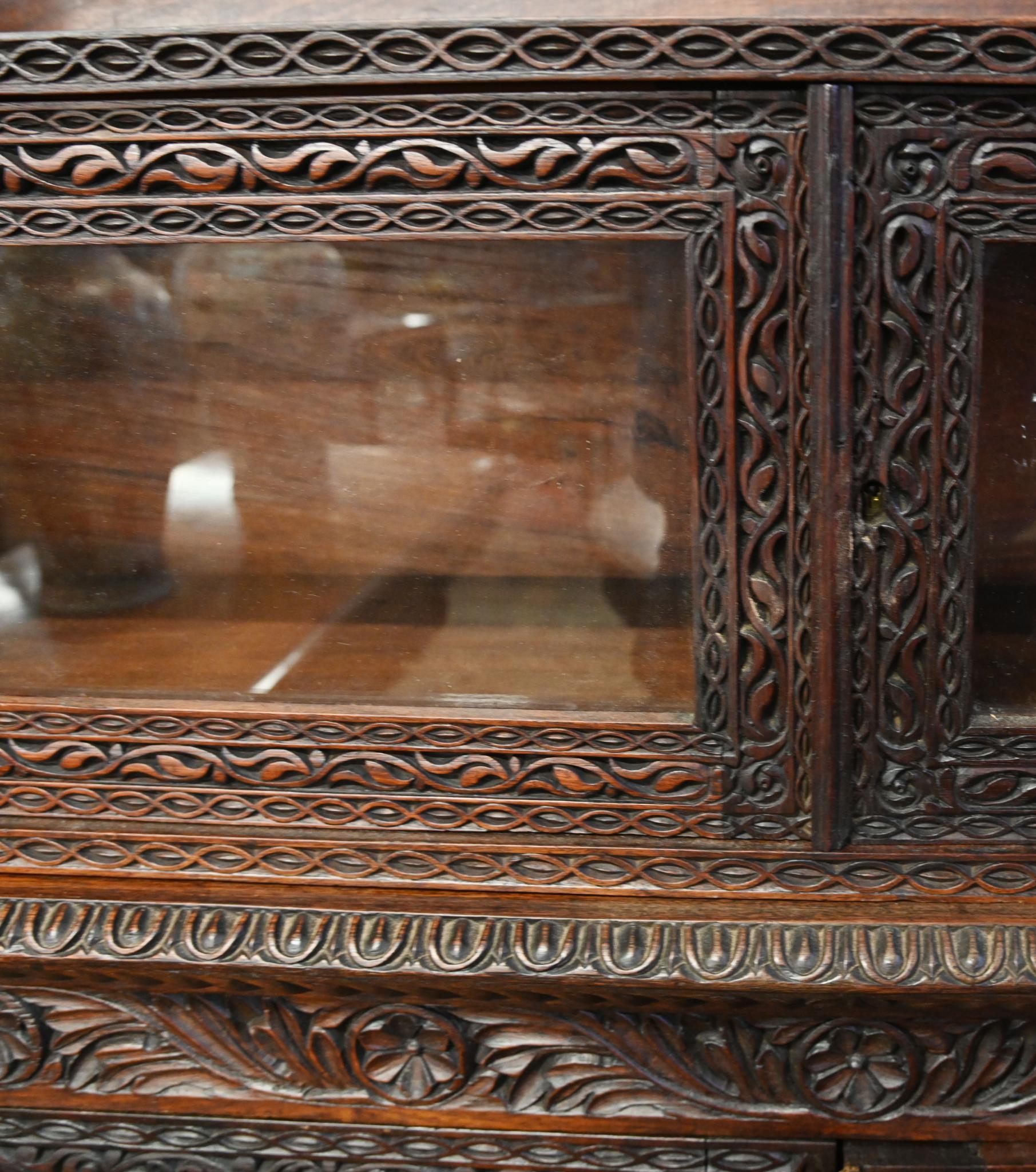 Antique Burmese Side Cabinet Carved Hardwood 1860 Burma For Sale 6